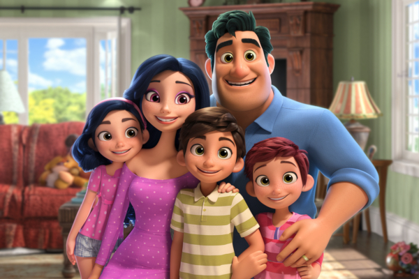 A smiling family of five.