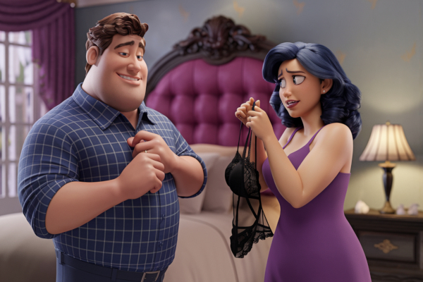 A wife unhappy about the lingerie her husband has given her.